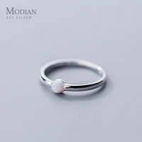 modian fashion minimalist colorful opal for women authentic 925 sterling silver simple ring korea style fine jewelry accessories
