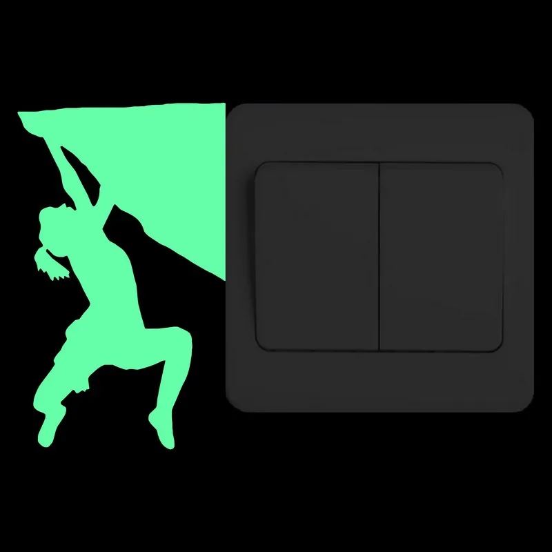 Мультфильм альпинист светится в темноте настенный стикер для выключателя