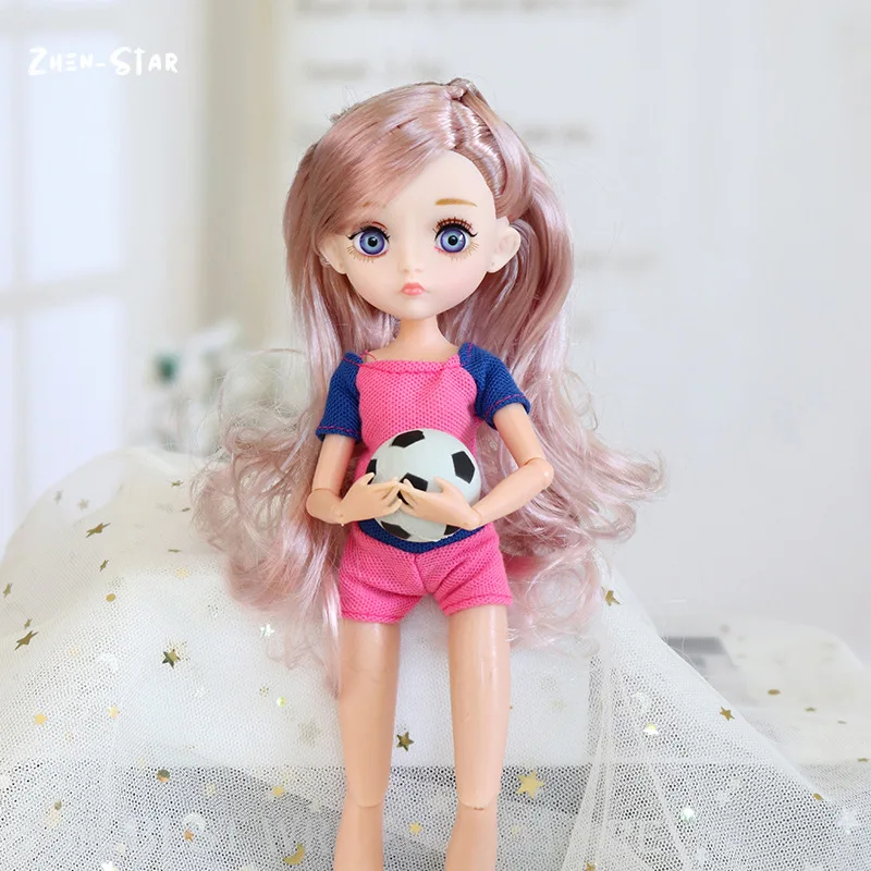 

1/6 BJD Doll Mini Body Head Soft Wig 11 Ball Jointed With Fashion Clothes Football Accessorie Full Set BJD For Girl Toys Gift