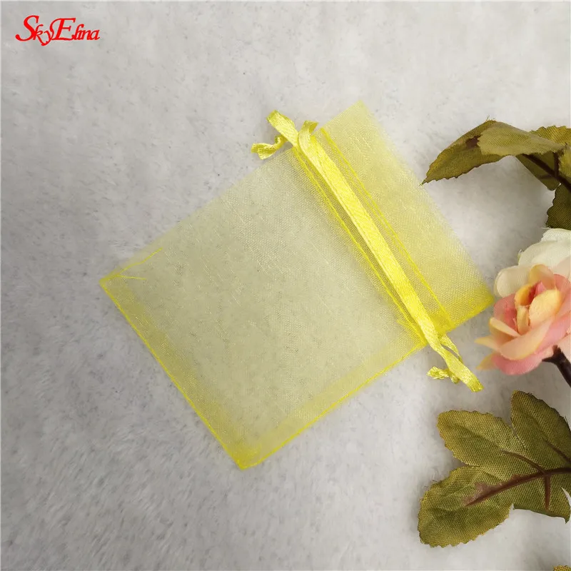 Yellow 50 шт. 7x9 9x12 10x15 13x18 СМ Сумки из Органзы Упаковка Ювелирных Изделий Сумки Свадьба Украшения Drawable Сумки Подарочные Пакеты 5Z - Цвет: Yellow