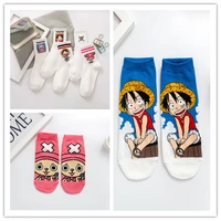 anime cartoon cosplay one piece casual ankle socks funny luffy design unisex harajuku cotton skarpetki gift