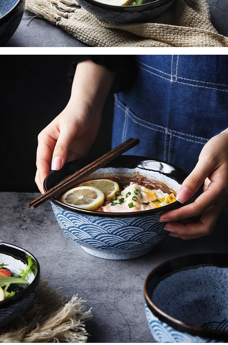 RUX мастерская японская Керамическая пиала для риса Ramen миска салат лапша суп чаша Ресторан Кухня Посуда Украшение Дома