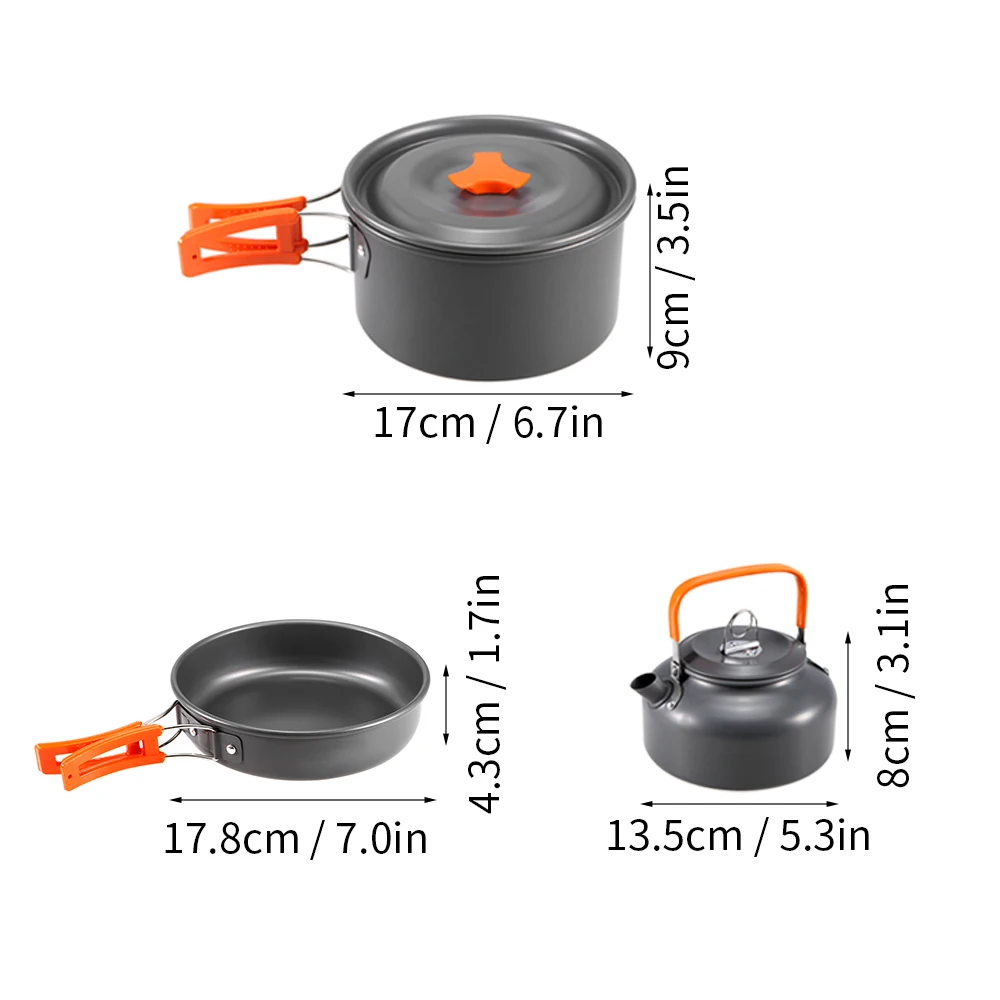 spesifikasi 2-3 Orang Berkemah Peralatan Hidangan Peralatan Masak Set Piknik Tableware Outdoor Mug Peralatan Masak Dengan Peralatan Makan Kit Travel Tableware Pot