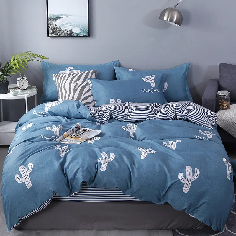 

2020 New Grey Bedding Set Stripe Bedclothes 3/4pcs Bed Linens Duvet Cover+flat Sheet+pillowcase Fashion Bed Set Sweet Home Cover