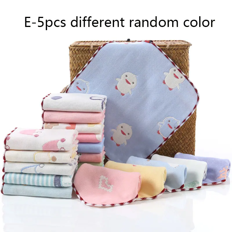 E-Cotton 24x24cm Herbabe 5 шт. комплект полотенец для малышей 6 слоев хлопок для ванной полотенца Кормление протрите борп новорожденных тканевые платочки-салфетки слюны - Цвет: E-Cotton 24x24cm