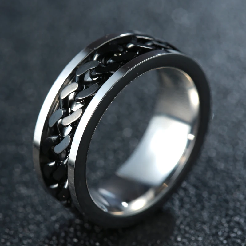 

Mens European Style Rotatable Chain Stainless Steel Ring (Available in Sizes M - Z+2)