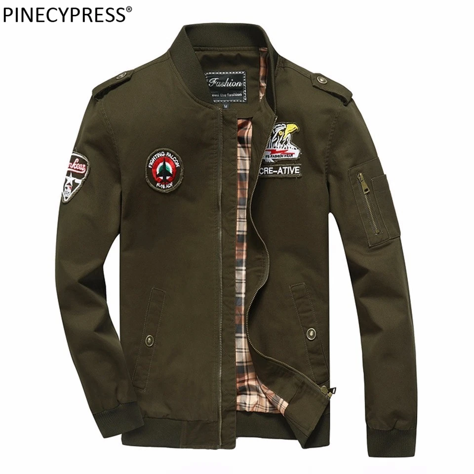 Мужская летная куртка из 100% хлопка Ziper Модные Зеленые армейские мужские куртки