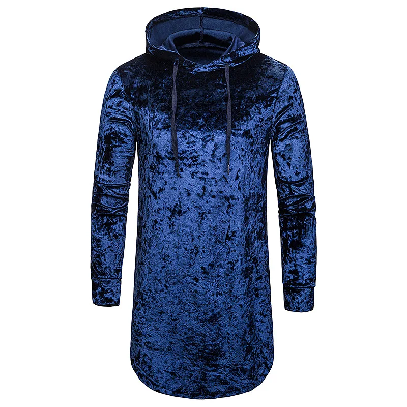 Очень длинная футболка для мужчин новинка сезона осень зима 2020 бархатная мужская