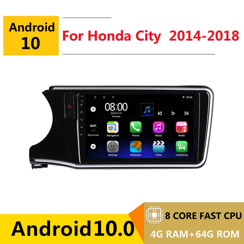 

2 din 8 core android 10 car radio auto stereo for honda City Grace 1 2014 2015 16 2017 2018 navigation GPS DVD Multimedia Player