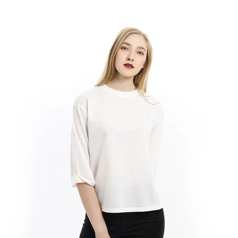 Корейский стиль женская летняя футболка с рукавом три четверти модная винтажная