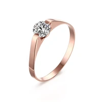 small cute 2mm rose gold color stainless steel single zircon rings for women girls tail ring best gift r514g