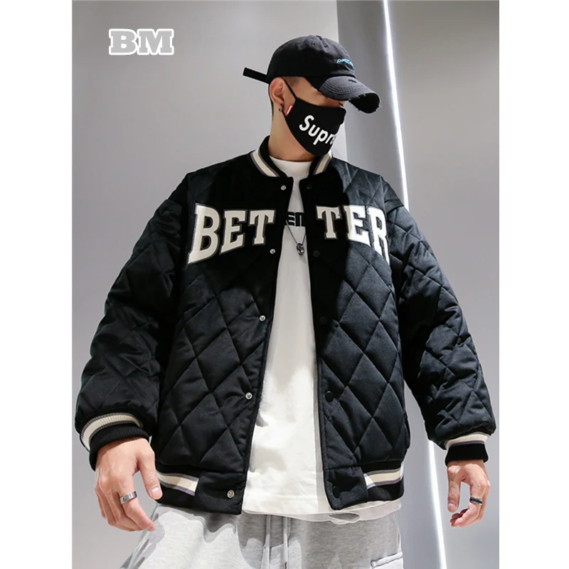 

Осенне-зимняя модная Корейская уличная одежда в стиле хип-хоп, бейсбольная куртка для пары, одежда с хлопковой подкладкой в стиле K-POP, плотно...