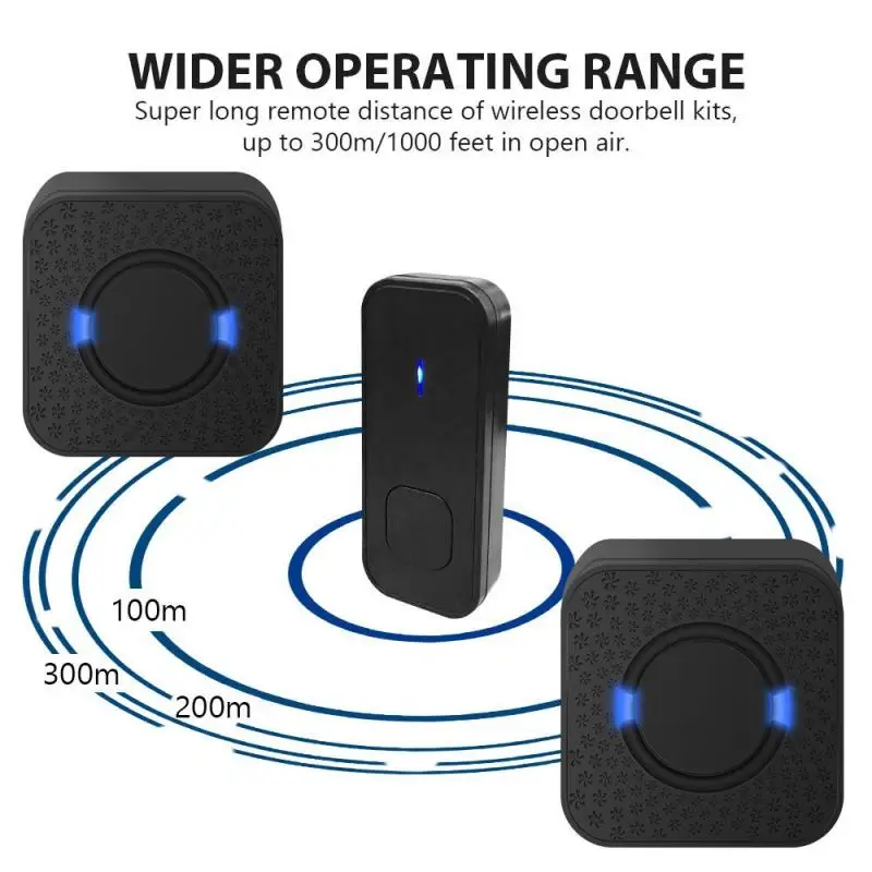 Беспроводной дверной звонок на расстоянии 300 м водонепроницаемый настенный с