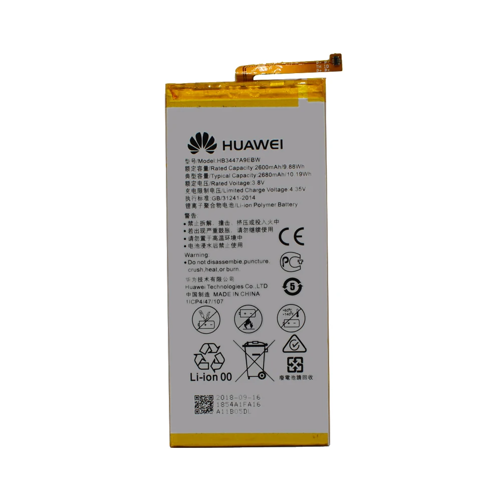Hua Wei 100% Оригинальная батарея HB3447A9EBW для Huawei Ascend P8 GRA L09 UL00 2600 мАч аккумулятор