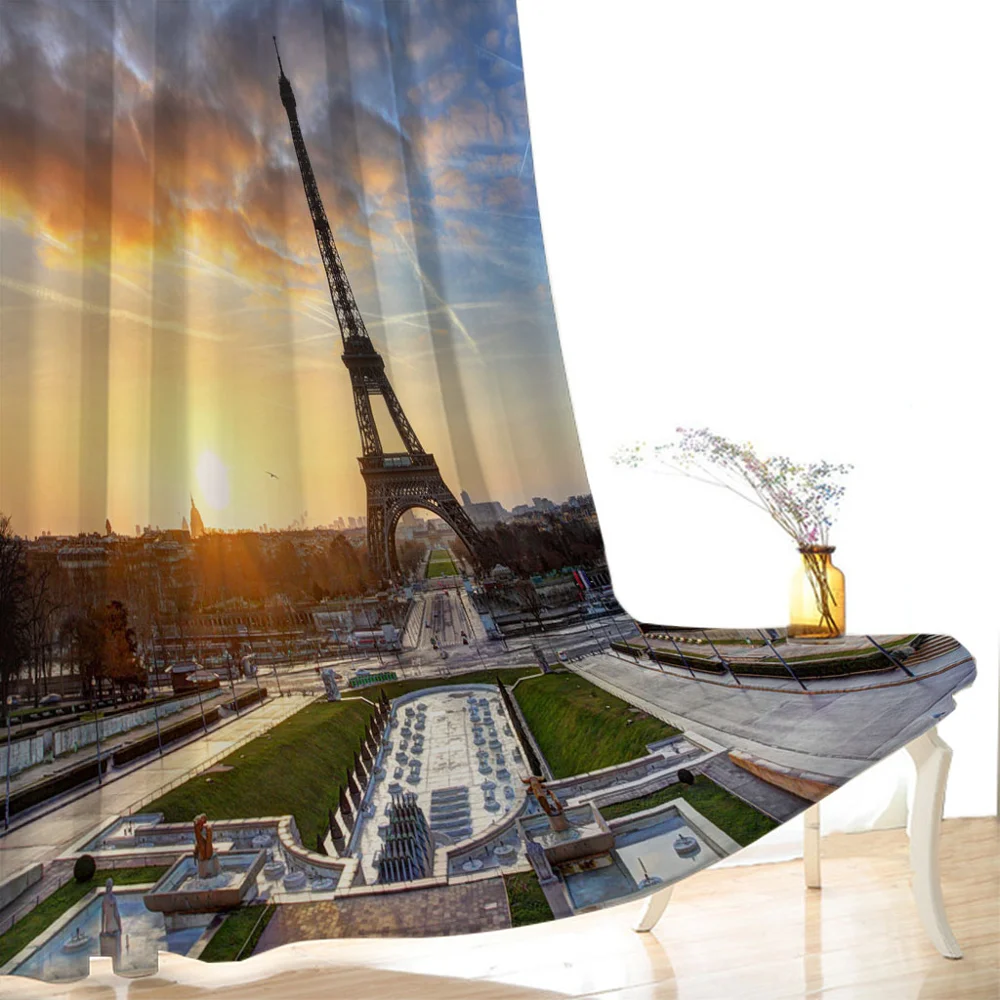 Красивые пейзажи романтические занавески с изображением башни 3D оконные шторы