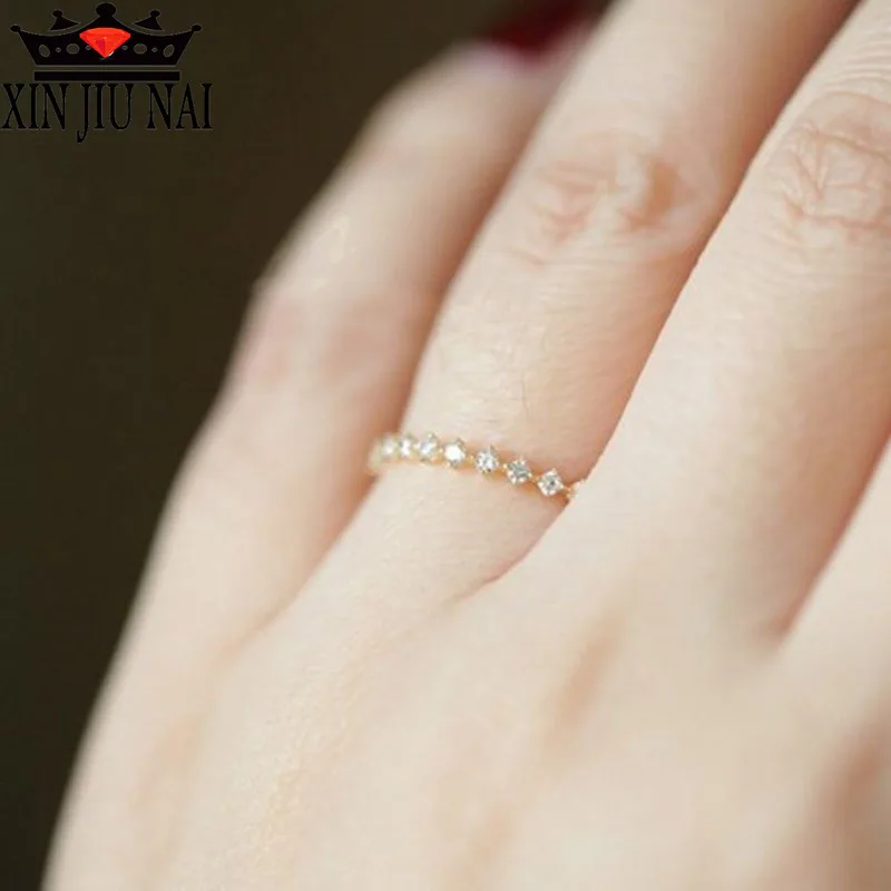 

Japanese ultra-fine lace finger ring inlaid with high-quality zircon gemstone CZ jewelry birthday party gift rings for men women