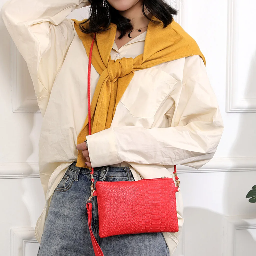 Женские сумки-мессенджеры с узором Aligator модные однотонные сумки на плечо через