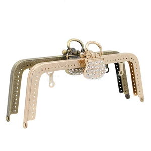 20 см трапециевидная женская сумка для самостоятельного изготовления, металлическая застежка, рамка для кошелька, алмазная пряжка, 3 шт.лот