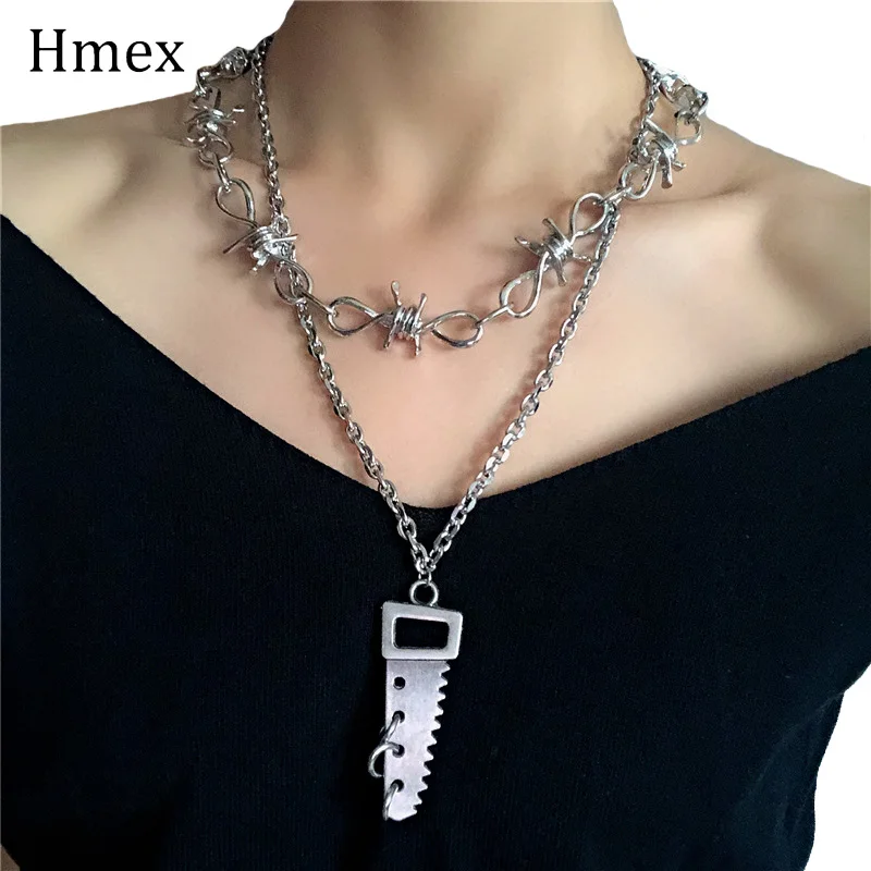 Набор из 2 предметов цепочка с Шипами Ожерелье Панк Рок Хип Хоп унисекс личность