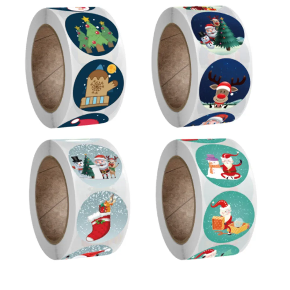 

4 Rolls Decorative Christmas Stickers Santa Claus Stickers Label Holiday Gift Stickers Envelope Sealing Stickers Child Stickers