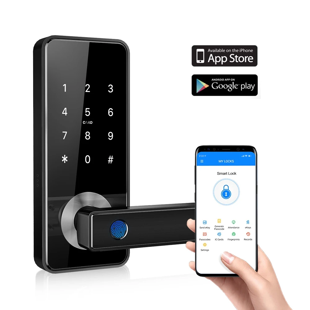 Дверной смарт-замок Tiffane со сканером отпечатка пальца и сенсорным экраном 5-в-1