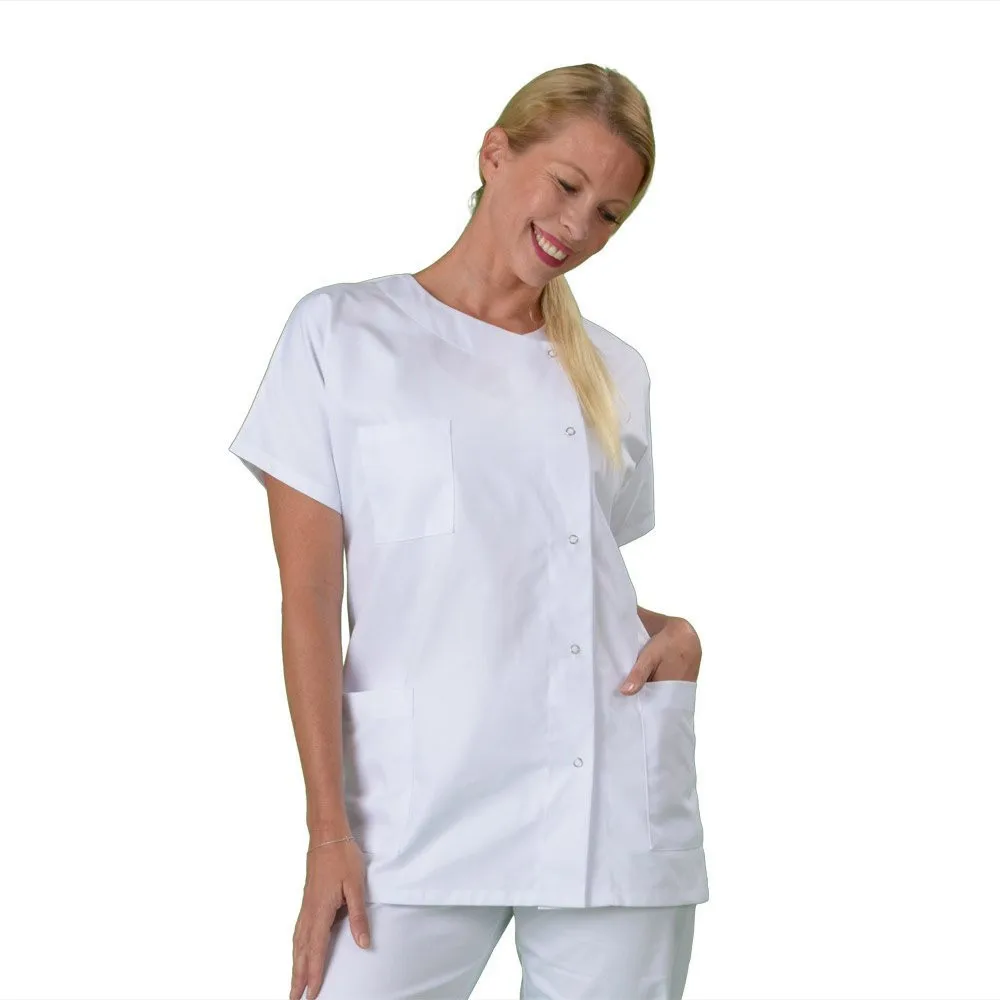 

Uniforme de laboratorio para mujer, chaqueta de manga corta de talla grande 6XL, Ropa de Trabajo, abrigo blanco, para farmacia,