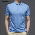 Рубашка-поло COODRONY мужская с короткими рукавами, брендовая Повседневная Мягкая кофта с карманами, C5151S, весна-лето