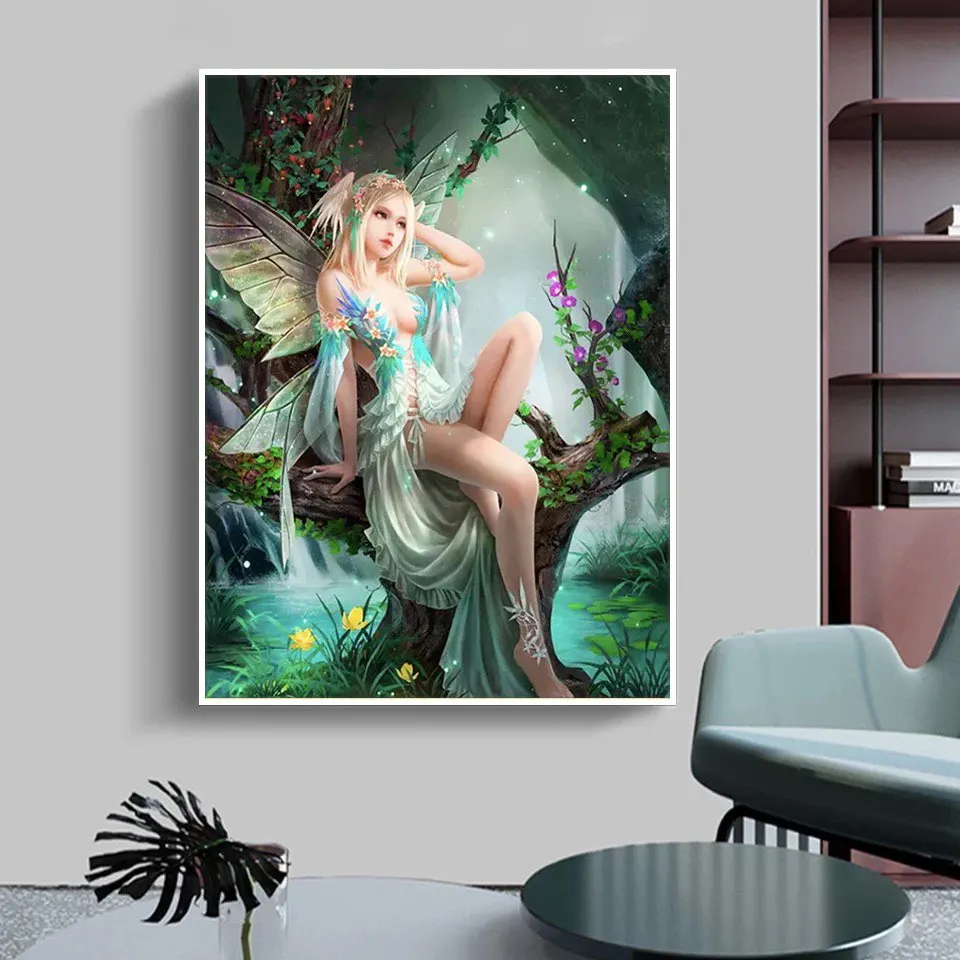 

5D DIY hand sewing full round diamond painting custom "butterfly girl" Mosaic cross stitch home decoration wall paste art gift