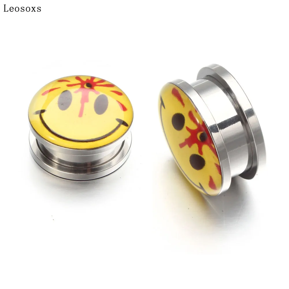 

Leosoxs 2pcs Hot Smiley Face Stainless Steel Metal Ear Pinna Alloy Ear Piercing Jewelry