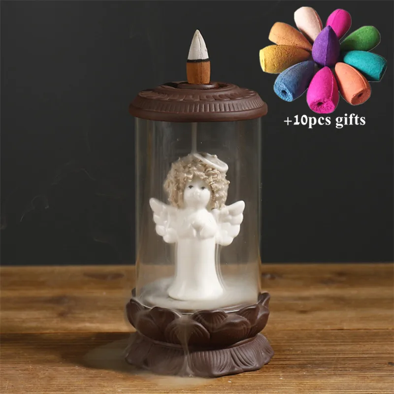 Керамическая горелка для благовоний с изображением ангела Совы и дыма