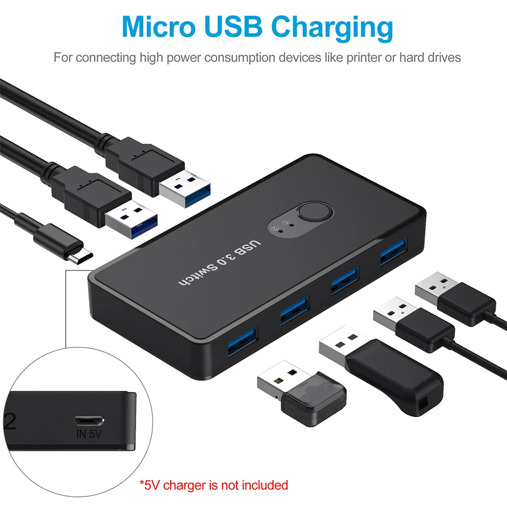 

KVM переключатель USB 3,0 переключатель 2 шт. Share 4 USB 2,0 устройства для клавиатуры и мыши Сканер Принтер Kvm Переключатель концентратор