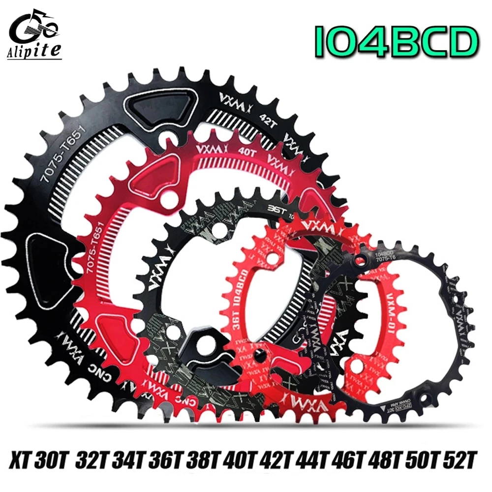 

Bicycle 104BCD Crank Oval Round 30T 32T 34T 36T 38T 40T 42T 44T 46T 48T 50T 52T Narrow Wide Chain Wheel MTB Bike Chainring
