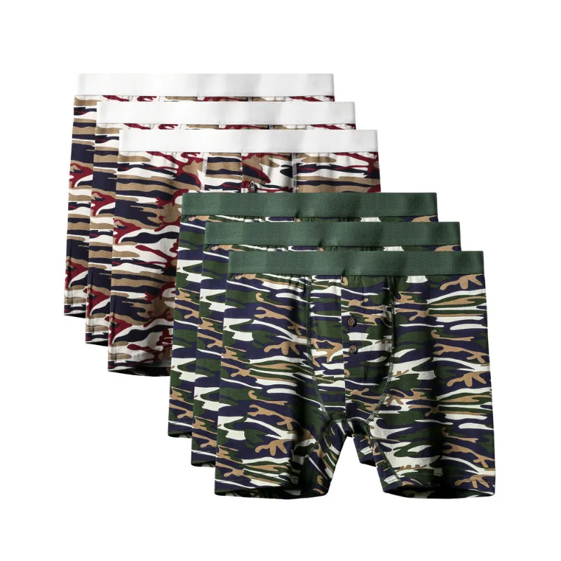 6Pcs A1145 Mix A22 6 шт./лот, качественное Мужское нижнее белье размера плюс, камуфляжное нижнее белье, боксеры для мужчин, длинные ноги, хлопковые боксеры, шорты для мужчин, s u-выпуклые мягкие трусы 6XL - Цвет: 6Pcs A1145 Mix A22