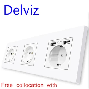 delviz diy combination switch socket connection multiple interfaces white panel rj45 tv 2 way switch eu standard power outlet free global shipping