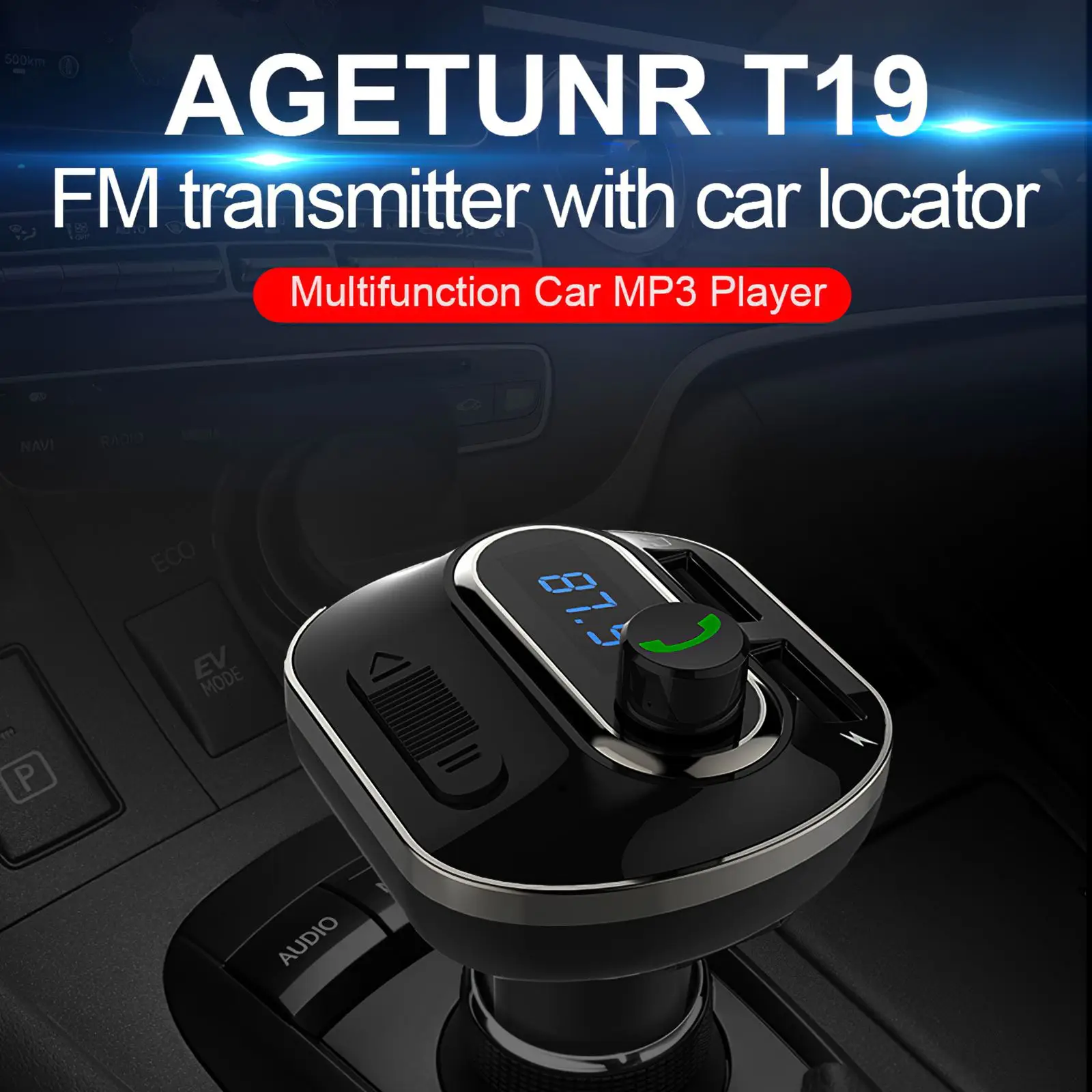 

Новинка 2021, автомобильный беспроводной Bluetooth комплект громкой связи, ЖК-дисплей, FM-передатчик, автомобильное быстрое зарядное устройство с ...