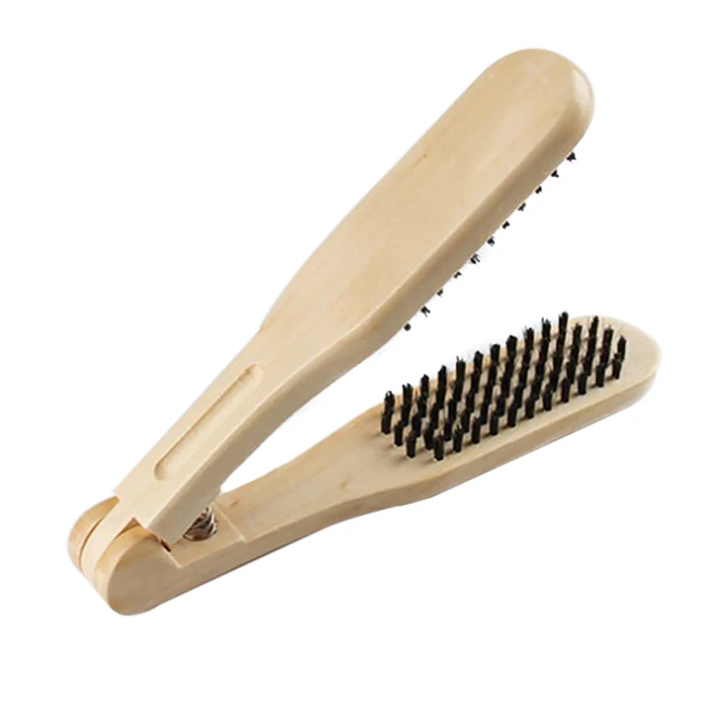 

Heat Resistant Anti-static Hairdressing Wooden Clamp Straightening Hair Double Brush Comb Straightening Hair Styling Tools