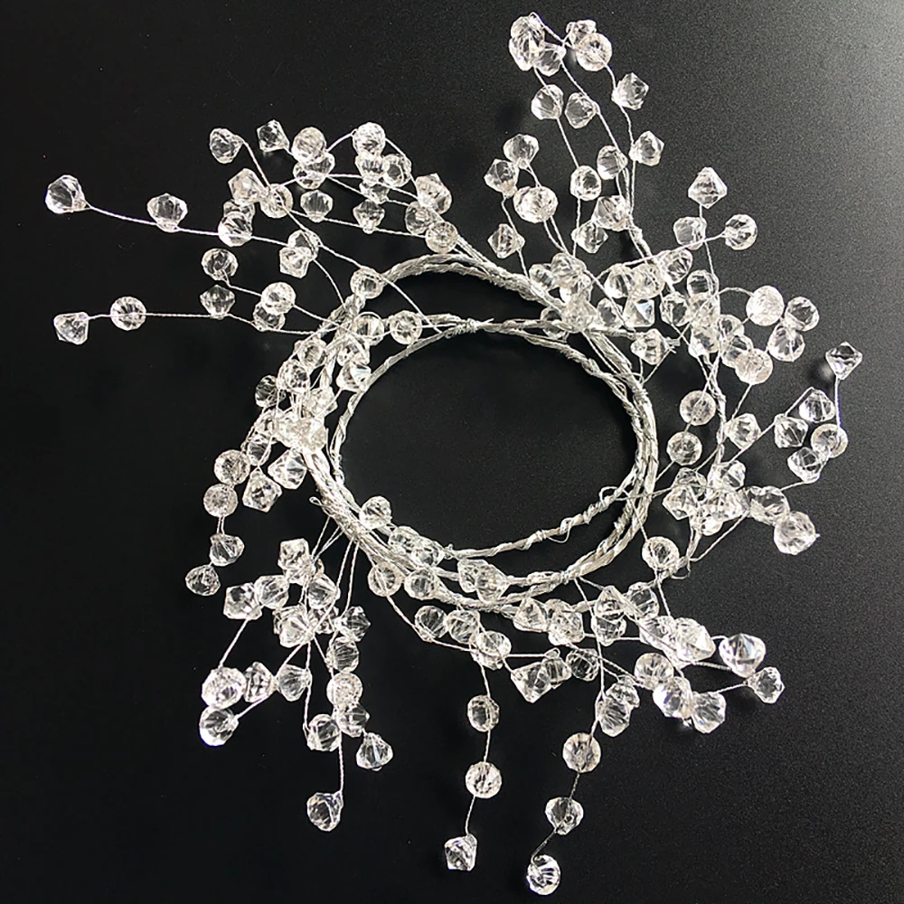 

Clear Crystal Beads Garland Acrylic Plastic Beads Ice Wire Garland Christmas Tree Decoration Diy Bridal Bouquet Crafts