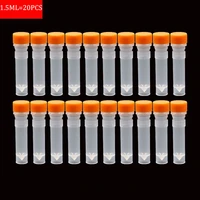 20pcs1 5ml laboratory tube with silicone gasket plastic transparent tube sample storage container centrifuge tube without scale