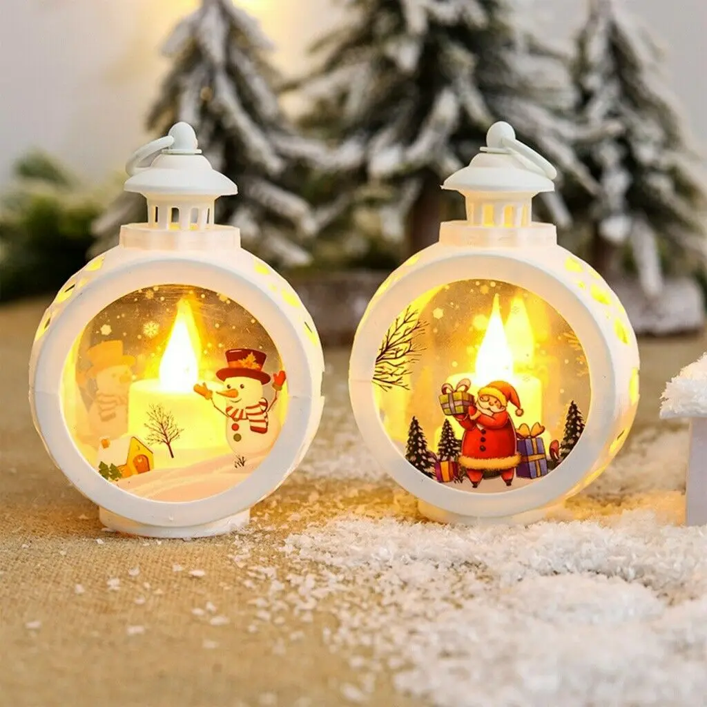 Kerst Ornament-L&aacute;mpara Led que funciona con pilas, Venster colgador, decoraci&oacute;n, Brons con Kerstman, Sneeuwpop-2