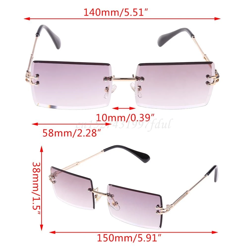 

New Frameless Cut Square Sunglasses Fashion Men and Women Small Color Sun Glasses