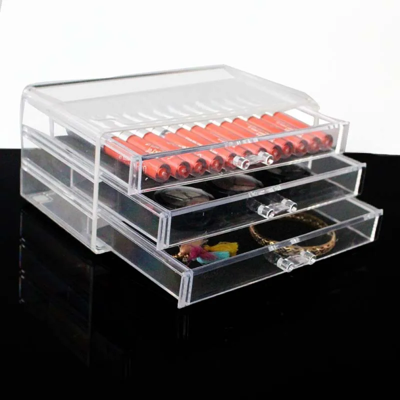 

Acrylic Large Desktop Drawer-Type Storage Box with 3 Makeup Storage Box Acrylic Transparent Cosmetic Case