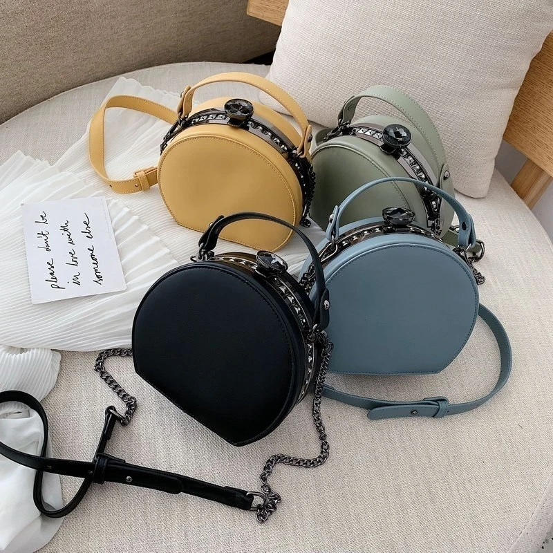 Круглые сумки с заклепками для женщин роскошные дизайнерские дамские сумочки