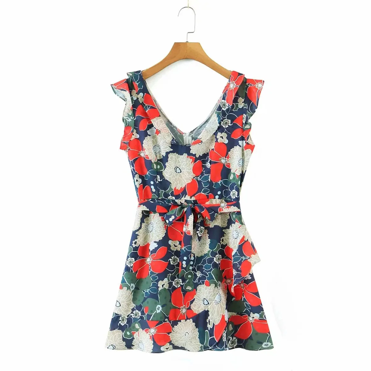 

Sexy V Neck Sleeveless Mini Floral Dresses DLQZ597