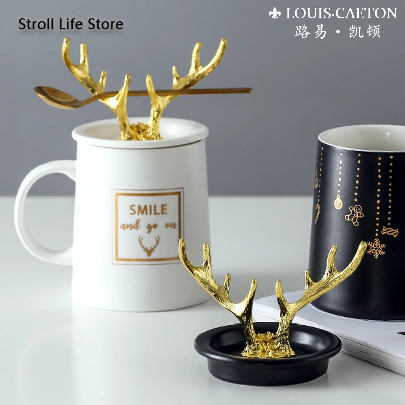 Кружка для кофе в скандинавском стиле с крышкой креативная керамическая чашка