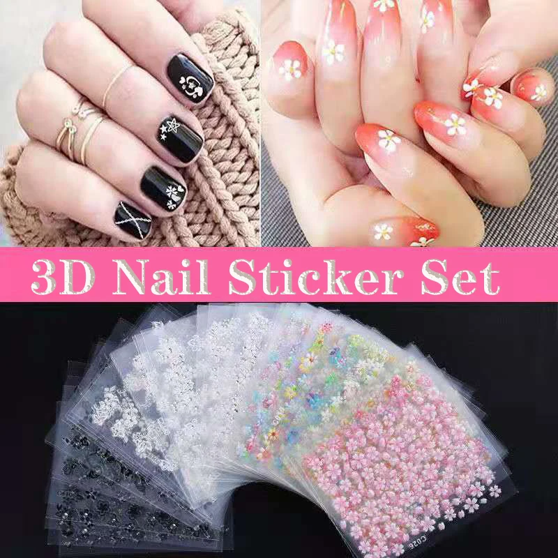 

3D Nail Sticker Black White Color Nail Sticker Nail Foil Nail Decor Nail Stickers Designer Logo Snow Flake Nail Art Nails