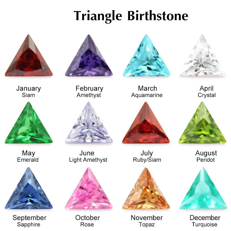 

12pcs 6*5*3mm Crystal Zircon Triangle Birthstone DIY Birthday Stones 12 Months Floating Charms