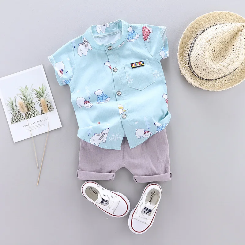 Clothes Baby Boy Summer Cartoon Suit New Cute Bear Print Set Infant Boys 1 2 3 4 Years |