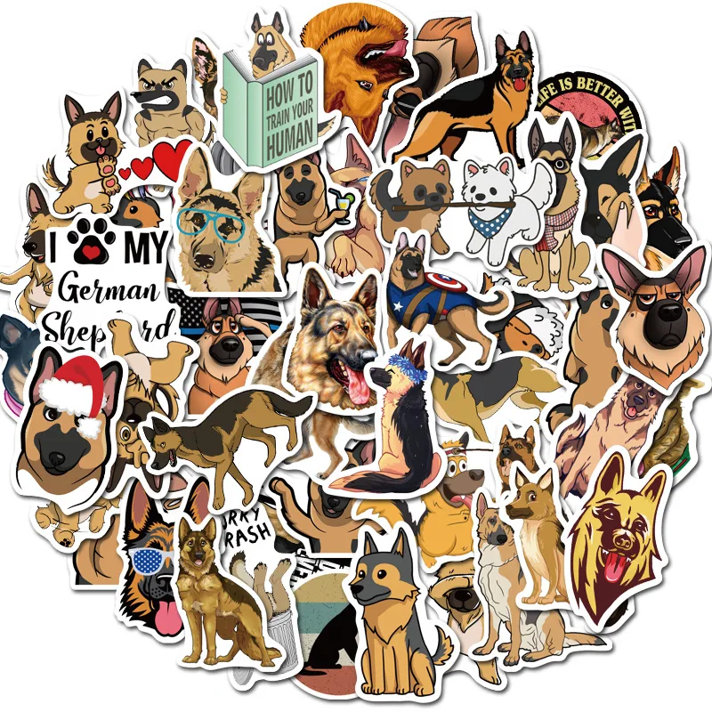 

10/30/50PCS Cute Shepherd Dog Sticker Personality Graffiti Sticker Animal Cartoon Sticker Decoration Wholesale