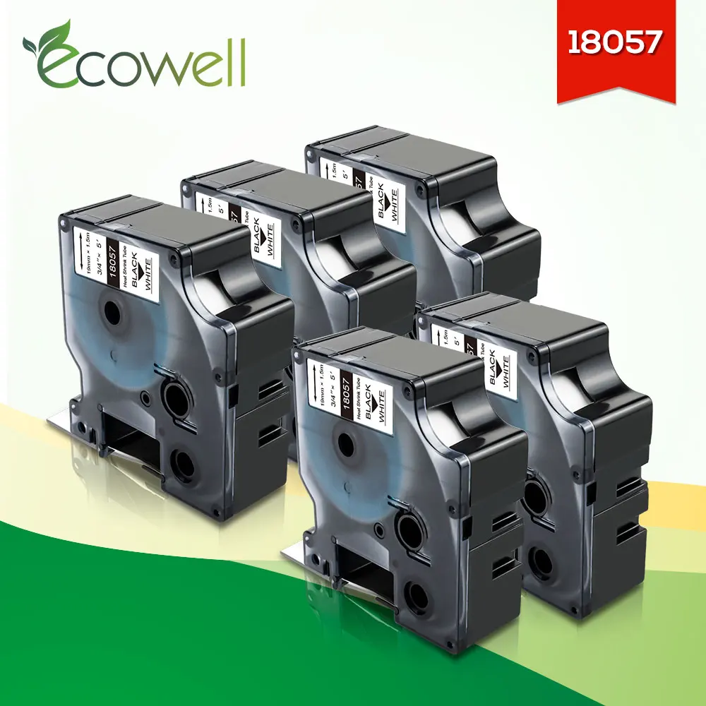 Ecowell этикетка лента 18057 19 мм промышленная термоусадочная трубка замена для Dymo Rhino
