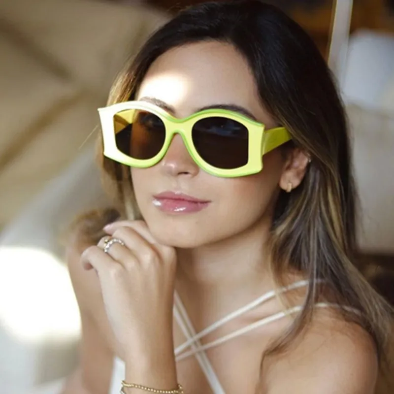 Асимметричные Роскошные винтажные дизайнерские солнцезащитные очки в стиле хип